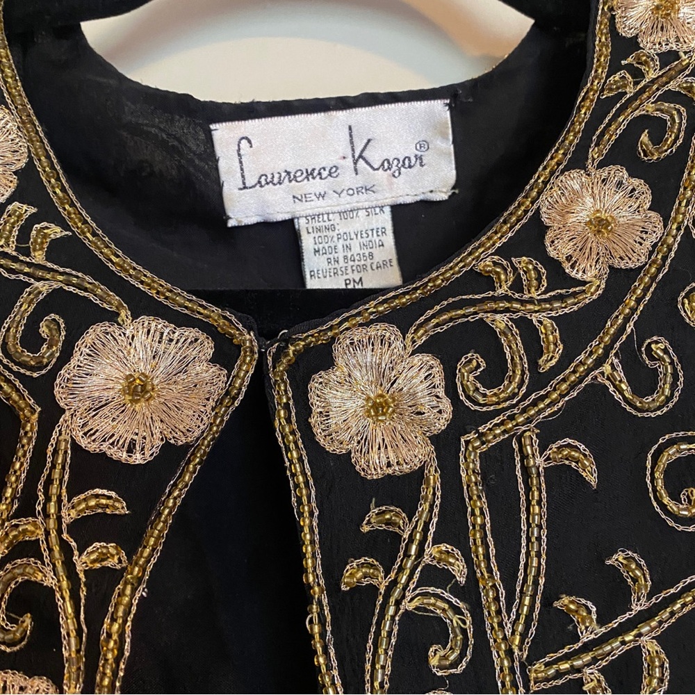 Laurence Kazar Black and Gold Cropped Jacket - Picture 3 of 3